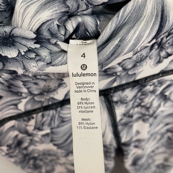 Lululemon Train Times 7/8 Pant 25" Size 4 Floral Black Run Gym Casual. 22 - Picture 2 of 8